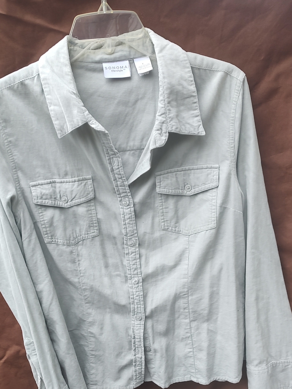 Sonoma light gray button-down utility shirt with chest pockets - Picture 5 of 6